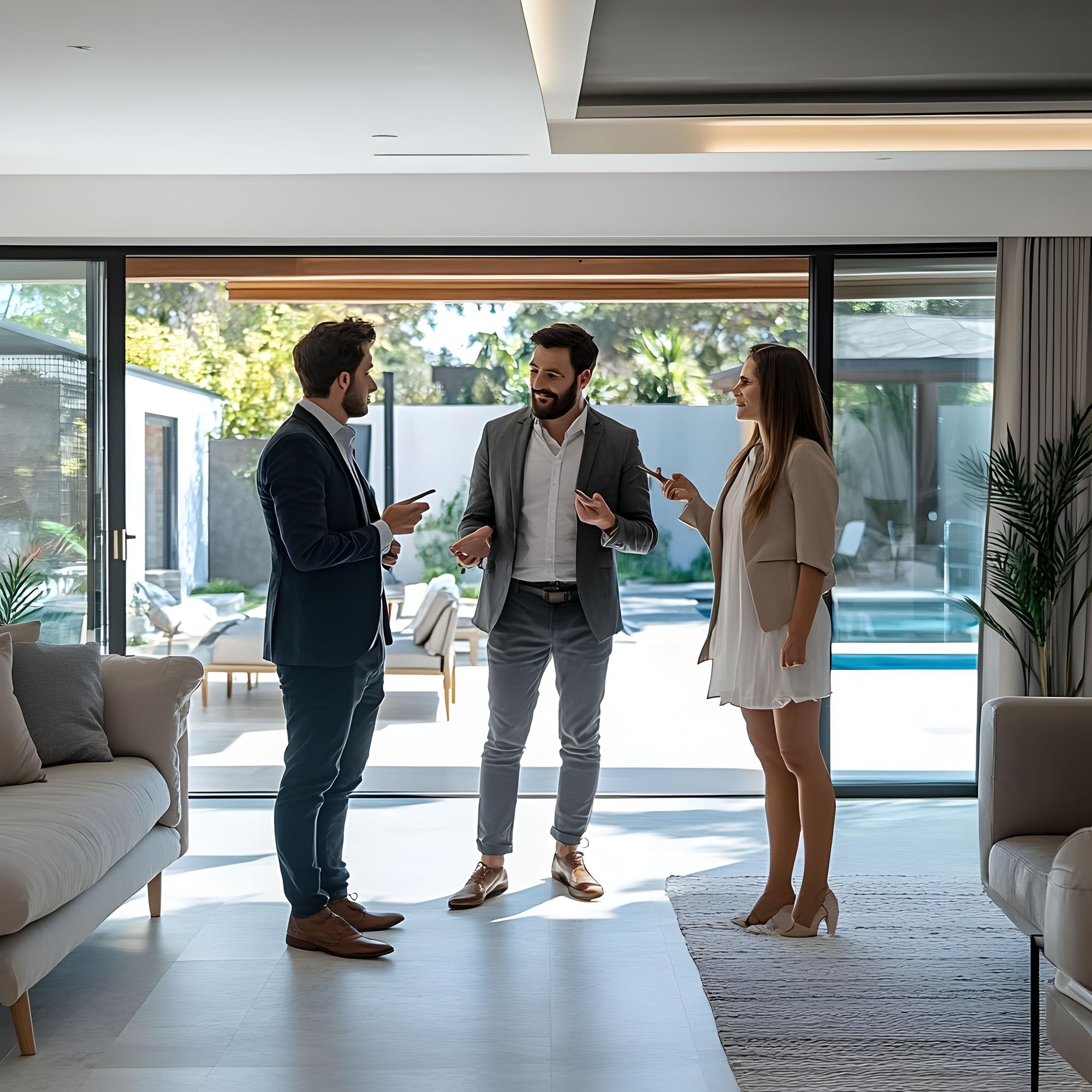 agent showing apartment to clients